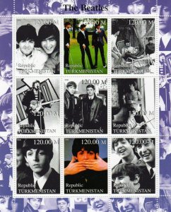 Turkmenistan 2000 The Beatles Play Golf Sheetlet (9) MNH