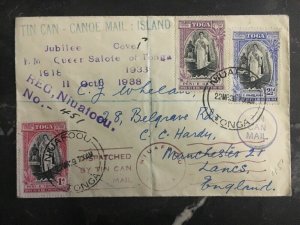 1939 Niuafoou Tonga Toga Cover Tin Can Canoe Mail To Manchester England