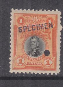 PERU, 1918 San Martin, 1c., ABN Punched Proof, SPECIMEN in Black, mnh.