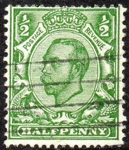 1912 Sg 346 N6/1 ½d Green (T2, M Cypher, Die B) with Machine Cancellation