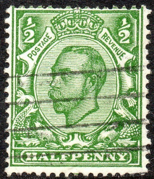 1912 Sg 346 N6/1 ½d Green (T2, M Cypher, Die B) with Machine Cancellation