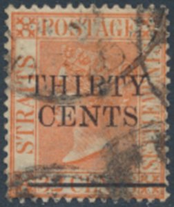 Straits Settlements    SC# 76 Used  w/ surcharge see details & scans