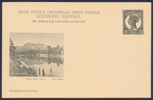 QUEENSLAND Postcard 1898 QV 1½d black view Barron River.