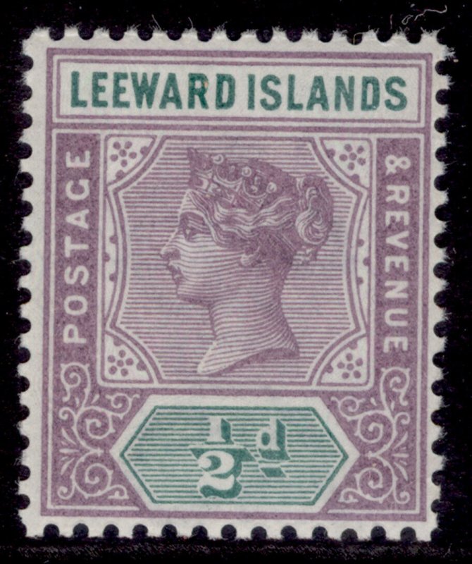 LEEWARD ISLANDS QV SG1, ½d dull mauve & green, NH MINT.