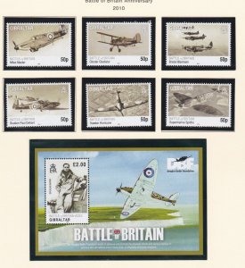 Gibraltar # 1222-1227, 1228, Battle of Britain 70th Anniv. Mint NH, 1/2 Cat.