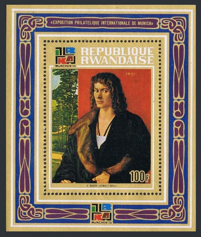 Rwanda 523-530,531,MNH.Michel 566-573,Bl.32. IBRA Munich-1973.Cranach,Rubens,