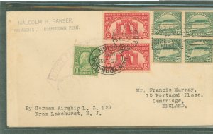 US 552/568/627 1928 Cover carried aboard the Graf Zeppelin (LZ127) 1928 Flight from Lakehurst, NJ to Friedrichshaven, Germany th