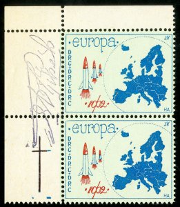 Netherlands Stamps MNH XF Rocket Mail Signed Pair 1962
