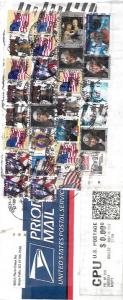 US  used Stamps heavily cancelled. Liberty Bell, Purple Heart, Flags, . . .