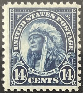 Scott #565 1923 14¢ American Indian flat plate perf. 11 MNH OG