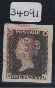 SG 2 1d black plate 1b lettered DH. A superb strike of a ruby-red Maltese... 
