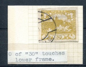 Czechoslovakia 1919 Imperf Used 130h ERROR 0 of 30 touches lower frame 8487