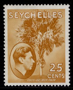 SEYCHELLES GVI SG141, 25c brown-ochre, M MINT. Cat £50. CHALKY