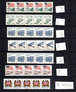 United states 7 MNH plate number strips