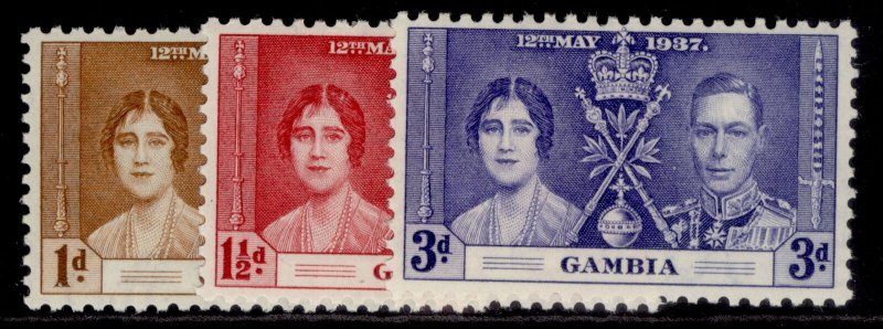 GAMBIA GVI SG147-149, 1937 CORONATION set, NH MINT. 