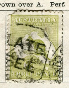 AUSTRALIA; 1913-15 early Roo issue fine used 3d. value