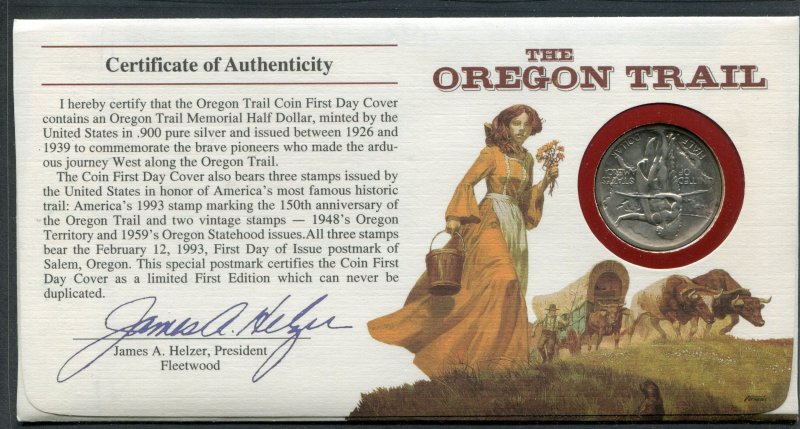 2747 29c Oregon Trail Fleetwood FDC 1926-s Uncirculated Oregon Trail half dollar