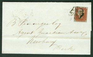 SG 8 1d red-brown plate 41 on cover lettered FB. Very fine used Maltese cross...