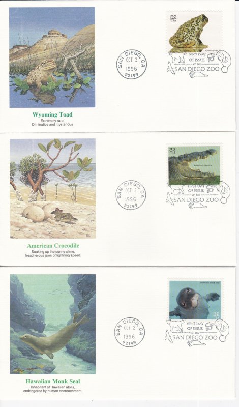 United States # 3105a-o, Endangered Species, Fleetwood First Day Covers