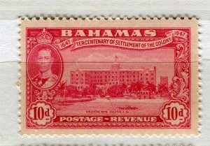 BAHAMAS; 1938 early GVI pictorial issue Mint hinged Shade of 10d. value