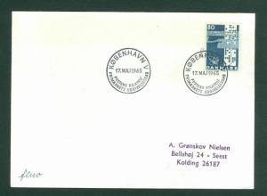 Denmark. FDC 1965. Telecom. Union 100 Year 80 Ore Fluorescent. Engr:Slania. Adr.