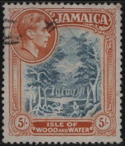 Jamaica 1938-51 used Sc 127 5sh Isle of Wood and Water Perf 13