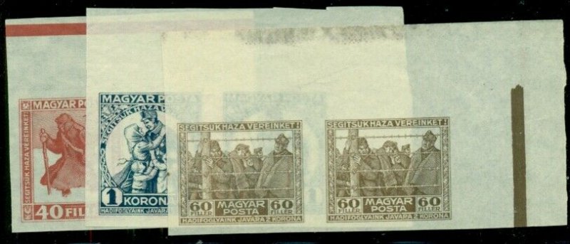 HUNGARY #B69-71 set of PROOFS in original color on unwmk ungummed paper, mgn prs