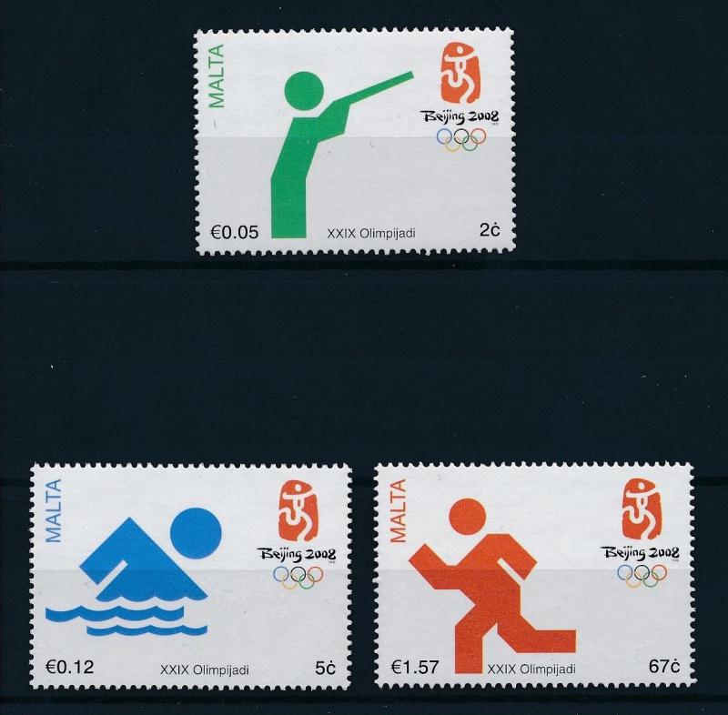 [75406] Malta 2008 Olympic Games Beijing Shooting Swimming Athletics MNH