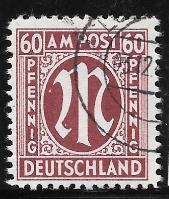 Occupied Germany 3N18 used 2013 SCV $19.00  A. M. G. issue