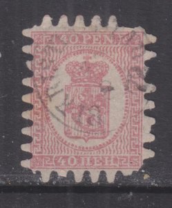 FINLAND, 1866 rouletted, 40p. Pink on Lilac, used.