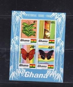 GHANA #335a 1968 BUTTERFLIES MINT VF NH O.G S/S4 IMP.
