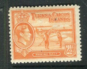 TURKS CAICOS; 1938-40 early GVI pictorial issue Mint hinged Shade of 2.5d. value
