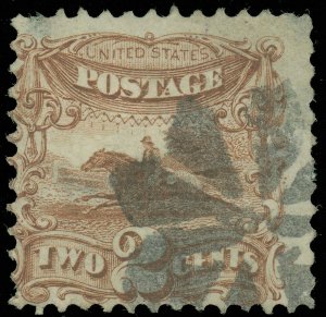 US Scott #113 Pony Express Stamp, Fleurette Fancy Cancel, Pretty! SCV $80!