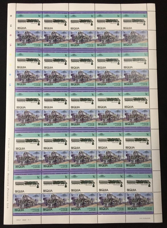 ST Vincent Bequia Trains Locomotives Sheets x 8 MNH (400 Stamps) BLK22 