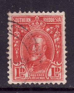 Southern Rhodesia-Sc#17b-used 1p scarlet KGV-perf 11.5-1933-