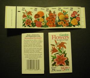 BK215, Scott 2833a, 29c Garden Flowers, #2, MNH Complete Booklet