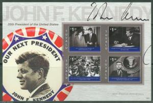 TUVALU JOHN F. KENNEDY 50th ELECTION ANN  IMPERFORATE SHEET II OF FOUR  MINT NH