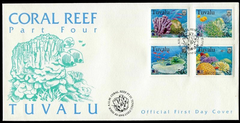 Tuvalu 776-779,FDC.Michel 813-816. Greenpeace.IYO-1998:Save Our Seas.