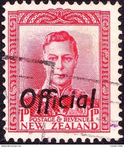 NEW ZEALAND 1938 KGVI 1d Scarlet Official SGO139 Fine Used