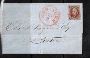 USA #1 Used Fine On Cover To Boston With Ideal New York Sept 8 Cancel
