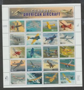 U.S. Scott #3142 Airplane Stamps - Mint NH Sheet - UL Plate