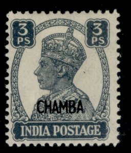 INDIAN STATES - Chamba GVI SG108, 3p slate, M MINT.