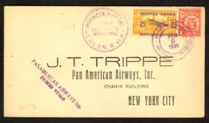 PANAMA 1929 PAN AM FFC Sc C1 and Printed Address COLON to NYC USA