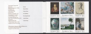 Sweden # 1968a, Paintings in the National  Museum, Complete Booklet 1/2 Cat..