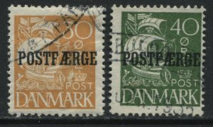 Denmark 1927-30 30 and 40 ore Parcel Post stamps lightly used