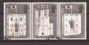 1969 Great Britain -Sc 597a - used VF - Strip of 3 - Prince of Wales