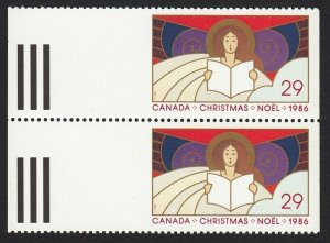 Christmas Noel - Angels = Canada 1986 #1116a MNH Pair from Booklet CV$4.00