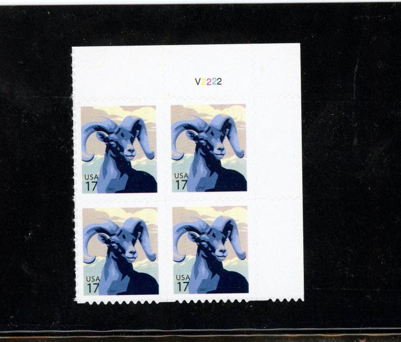 US  4138  Bighorn Sheep 17c - Plate Block of 4 - MNH - 2007 - V2222  UR