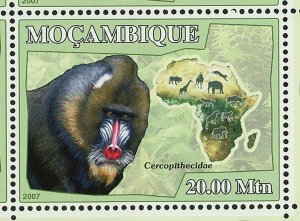 Apes Stamp Borneo Proboscis Cercopithecidae Cebidae S/S MNH #3056-3061