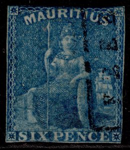 MAURITIUS QV SG32, 6d blue, USED. Cat £60.